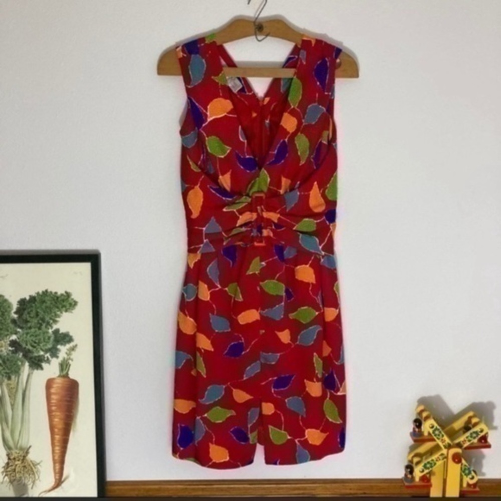 Vintage Jacqueline De Ribes Silk Leaves Dress